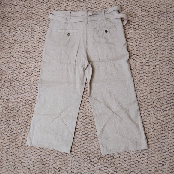 Willi Smith Womens Pants Linen Blend Crop Wide Leg Metallic Beige Khaki Size 10 - Picture 10 of 14